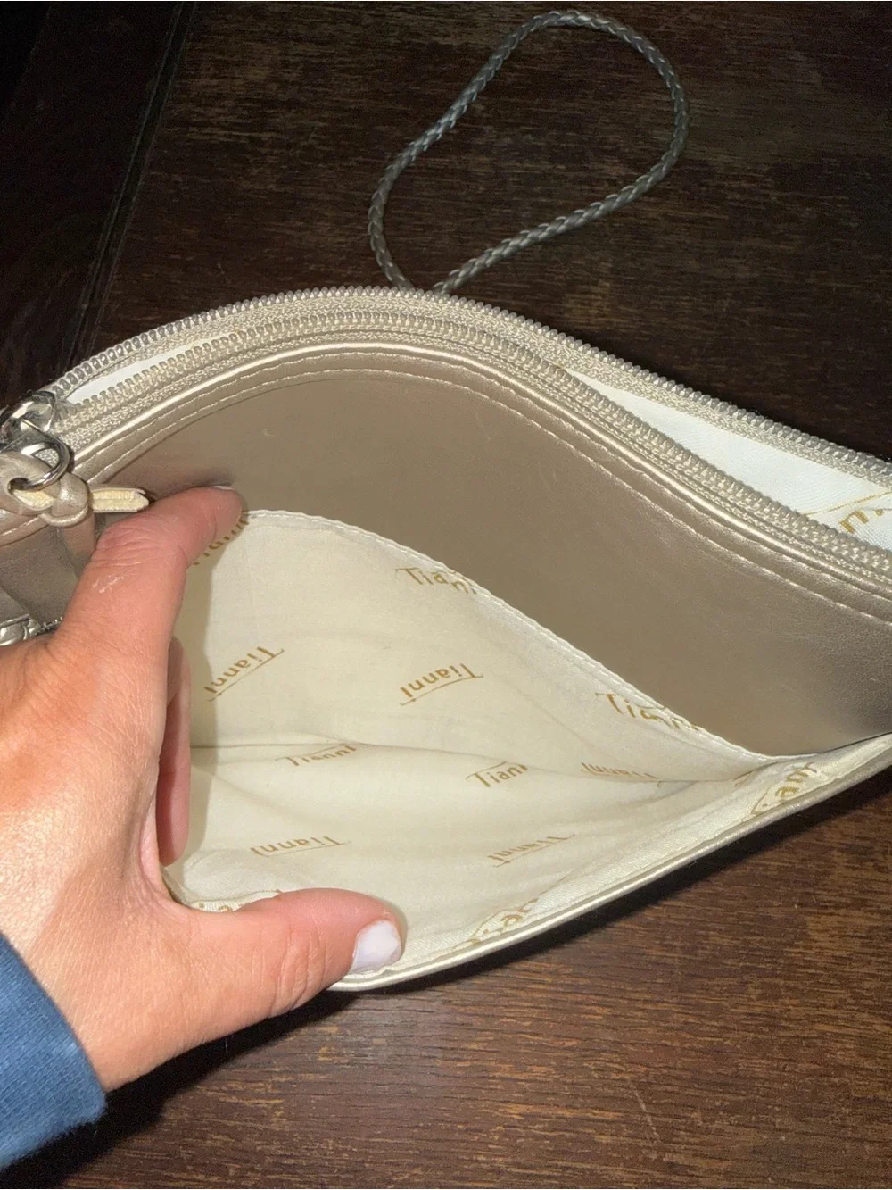 EUC Tiannl Tianni metallic woven detail handbag with braided shoulder strap